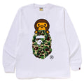 A BATHING APE ABC CAMO MILO ON APE HEAD L/S TEE