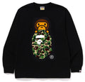 A BATHING APE ABC CAMO MILO ON APE HEAD L/S TEE