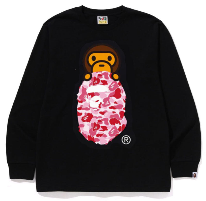 A BATHING APE ABC CAMO MILO ON APE HEAD L/S TEE