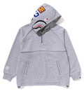 A BATHING APE SHARK LOGO HALF ZIP RELAXED FIT PULLOVER HOODIE