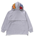 A BATHING APE SHARK LOGO HALF ZIP RELAXED FIT PULLOVER HOODIE