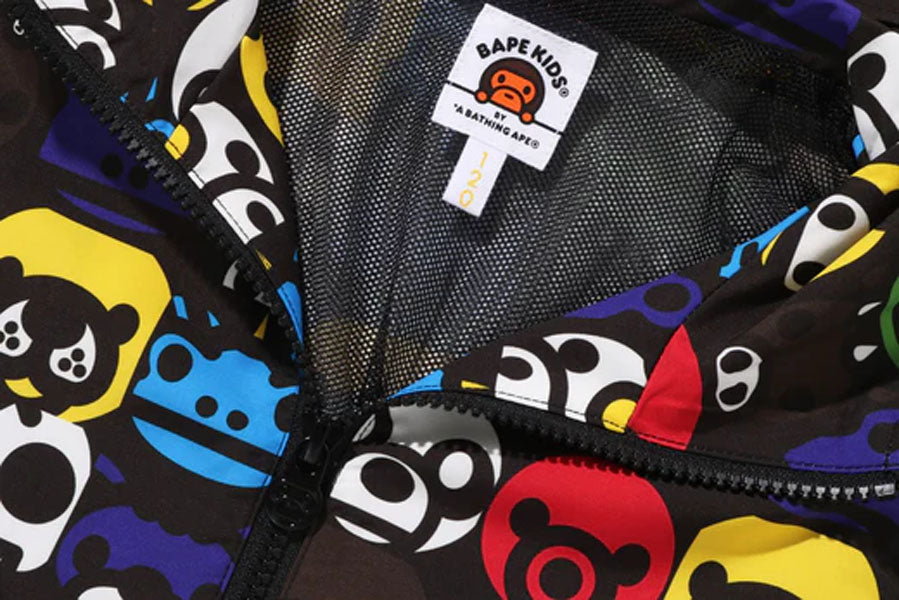 A BATHING APE BAPE KIDS MILO SAFARI BLOCK HOODIE JACKET