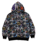 A BATHING APE FLORAL CAMO SHARK RELAXED FIT FULL ZIP HOODIE