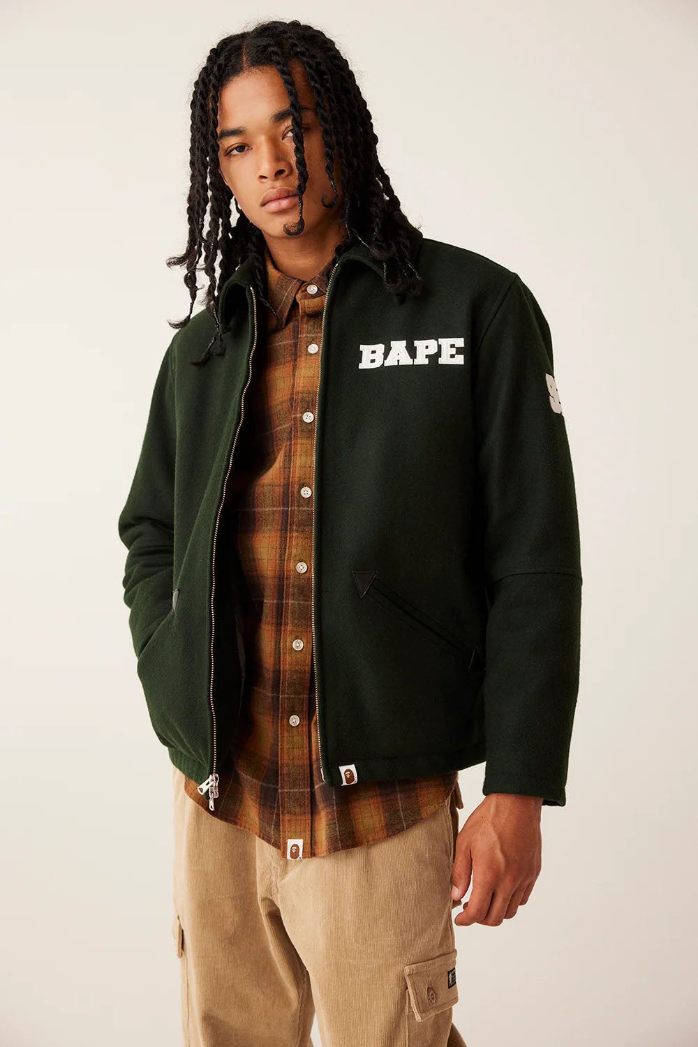 A BATHING APE BAPE MELTON ZIP JACKET ( RELAXED FIT )