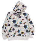 A BATHING APE FLORAL CAMO SHARK RELAXED FIT FULL ZIP HOODIE