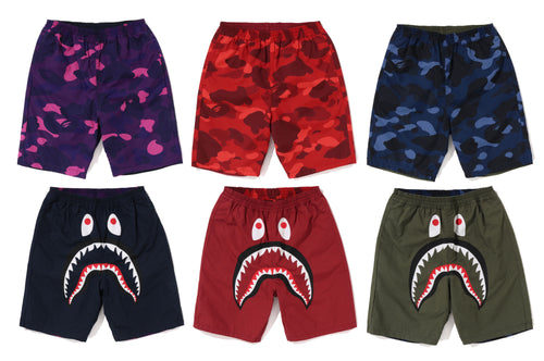 A BATHING APE COLOR CAMO SHARK REVERSIBLE SHORTS