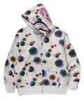 A BATHING APE FLORAL CAMO SHARK RELAXED FIT FULL ZIP HOODIE