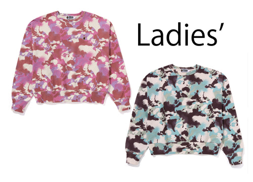 A BATHING APE Ladies' MAP CAMO CREWNECK SWEAT SHIRT