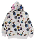 A BATHING APE FLORAL CAMO SHARK RELAXED FIT FULL ZIP HOODIE