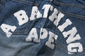 A BATHING APE COLLEGE DENIM SHORTS