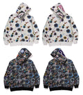 A BATHING APE FLORAL CAMO SHARK RELAXED FIT FULL ZIP HOODIE