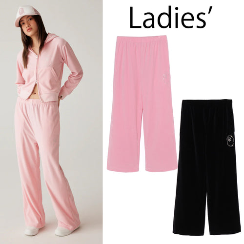 A BATHING APE Ladies' CRYSTAL STONE APE HEAD VELOUR WIDE PANTS