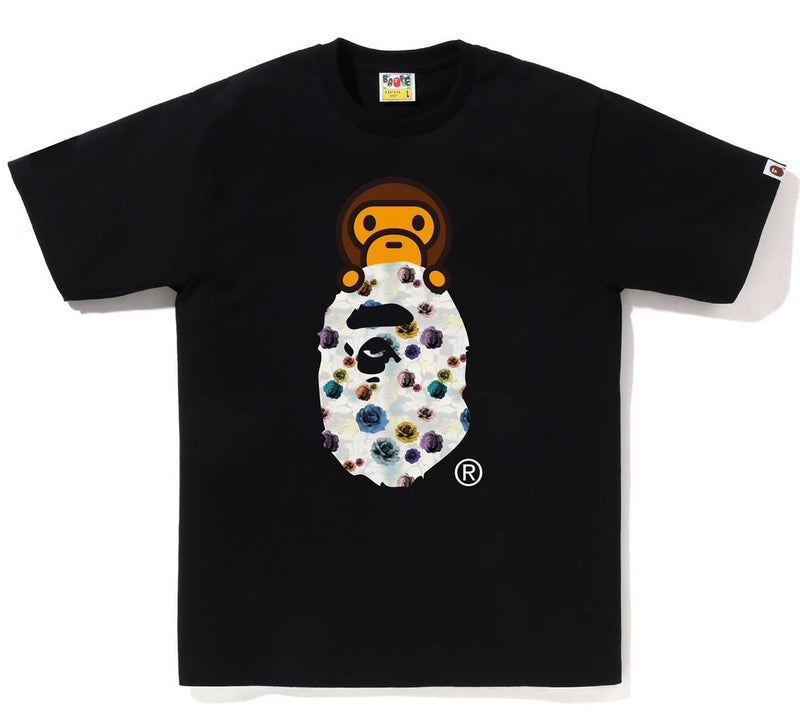 A BATHING APE FLORAL CAMO MILO ON APE HEAD TEE