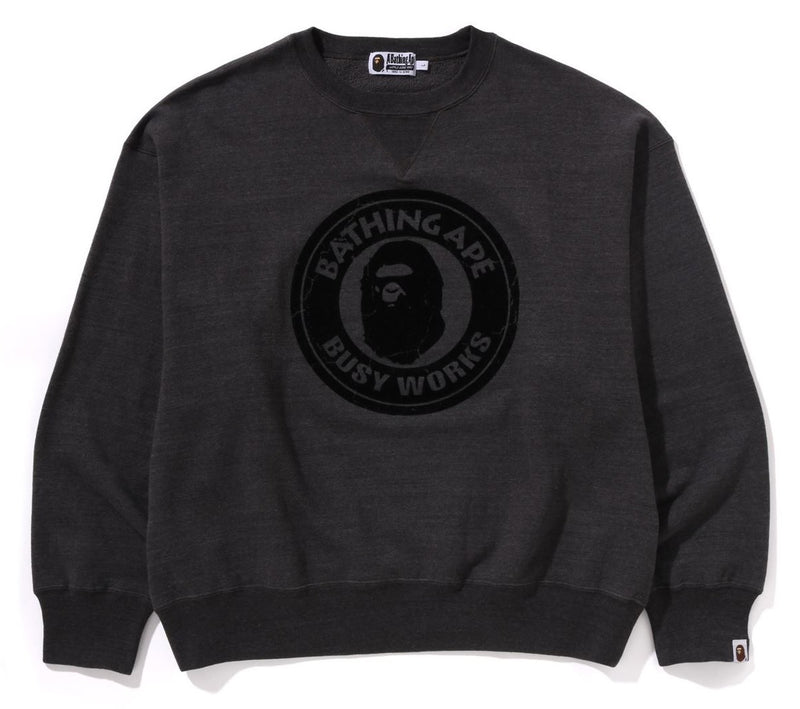 A BATHING APE OVER DYE BUSY WORK RELAXED FIT CREWNECK SWEAT SHIRT