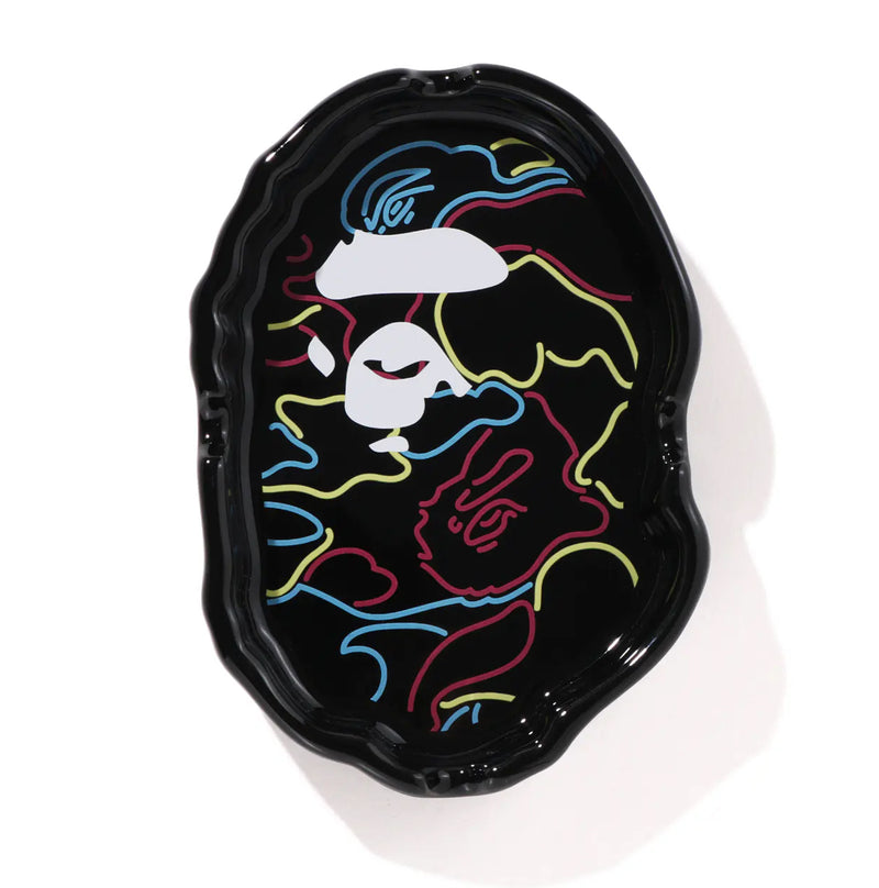 A BATHING APE NEON CAMO APE HEAD ASHTRAY