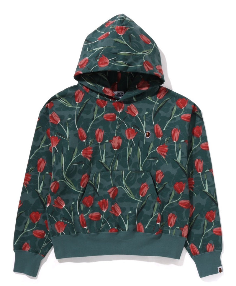 A BATHING APE LAdies' TULIP CAMO OVERSIZED PULLOVER HOODIE