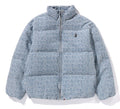 A BATHING APE LUX SPORT PATTERN JACQUARD RELAXED FIT 10oz DENIM DOWN JACKET