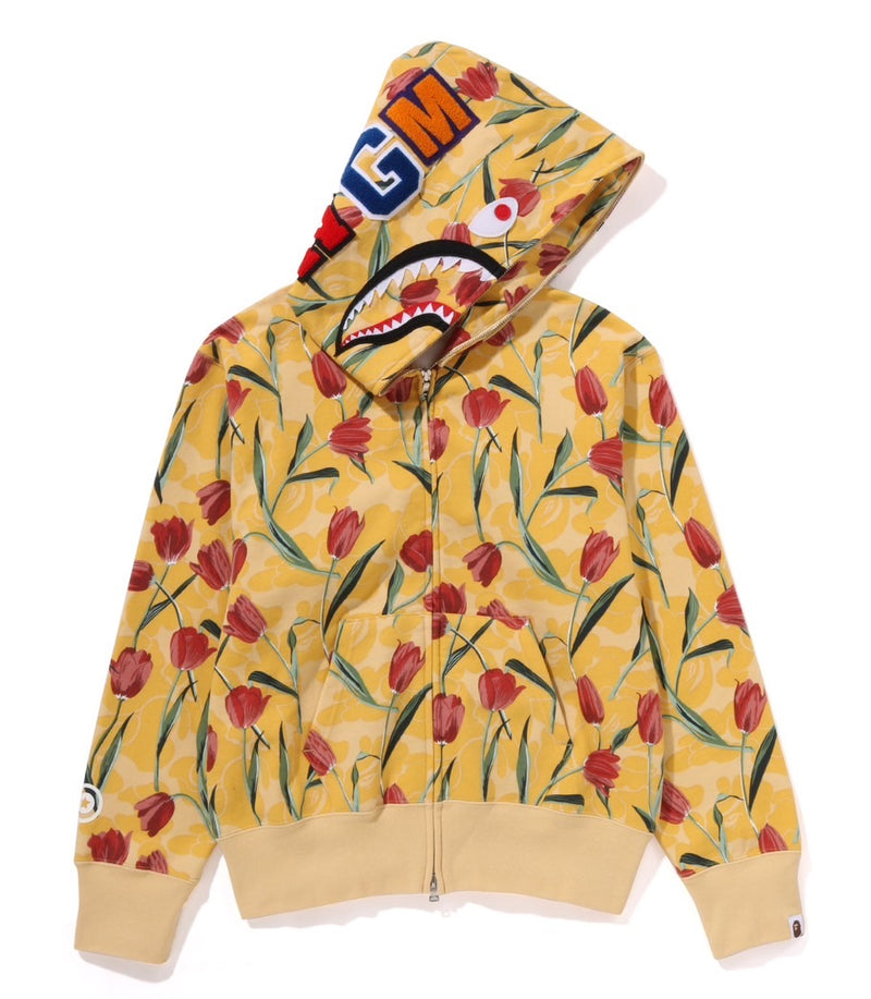 A BATHING APE LAdies' TULIP CAMO SHARK FULL ZIP HOODIE