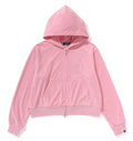 A BATHING APE Ladies' CRYSTAL STONE APE HEAD VELOUR ZIP HOODIE