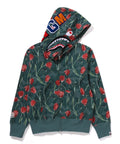 A BATHING APE LAdies' TULIP CAMO SHARK FULL ZIP HOODIE