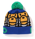 A BATHING APE BAPE KIDS SQUARE MILO POM POM KNIT CAP