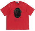 A BATHING APE GARMENT DYE RHINESTONE APE HEAD RELAXED FIT TEE