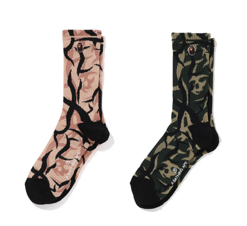 A BATHING APE TRIAL CAMO APE HEAD ONE POINT SOCKS