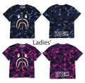 A BATHING APE LAdies' COLOR CAMO SHARK MINI TEE