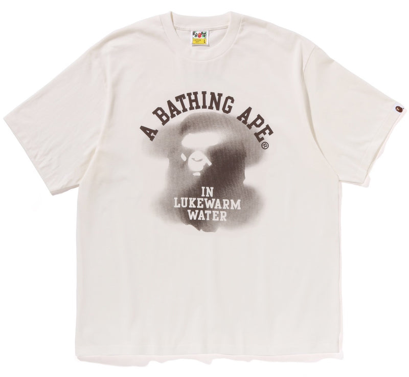 A BATHING APE WATER PRINT COLLEGE LOGO RELAEX FIT TEE