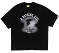 A BATHING APE WATER PRINT COLLEGE LOGO RELAEX FIT TEE