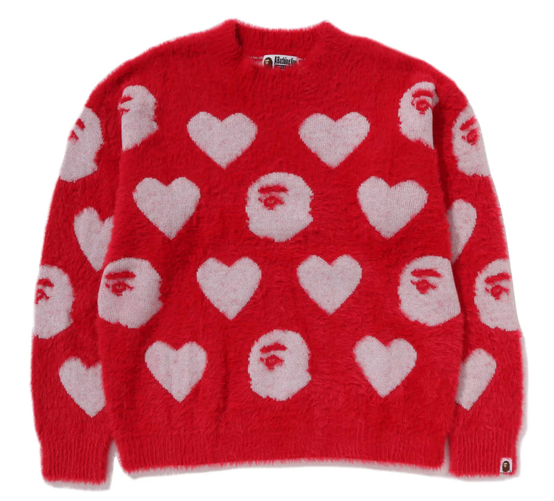 A BATHING APE Ladies' I LOVE BAPE MONOGRAM WOOL MIX SWEATER