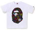 A BATHING APE BAPE KIDS NEON CAMO BIG APE HEAD TEE