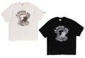 A BATHING APE WATER PRINT COLLEGE LOGO RELAEX FIT TEE