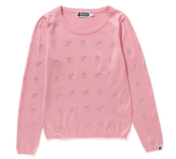 A BATHING APE Ladies' CRYSTAL STONE BAPE KNIT SWEATER