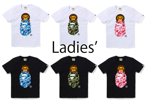 A BATHING APE Ladies' ABC CAMO MILO ON APE HEAD TEE