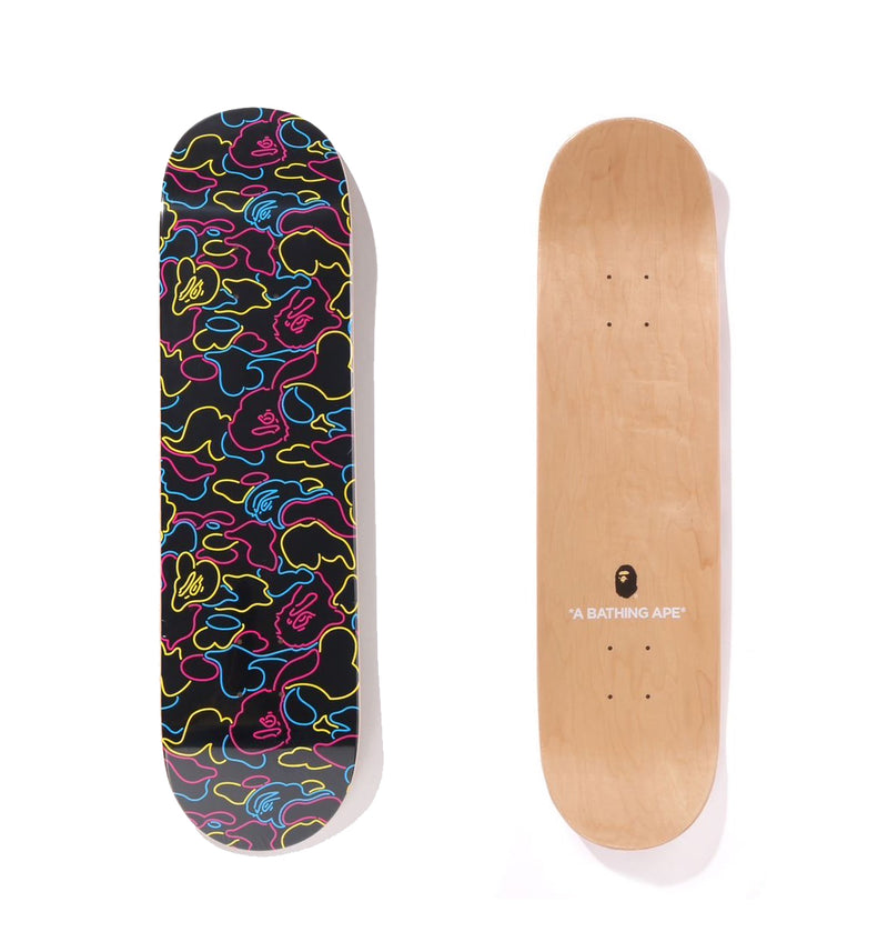 A BATHING APE NEON CAMO SKATEBOARD