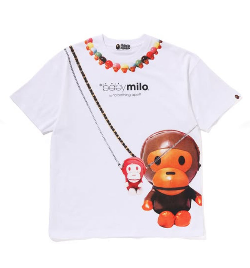 A BATHING APE Ladies' BABY MILO FAKE PRINT OVERSIZED TEE