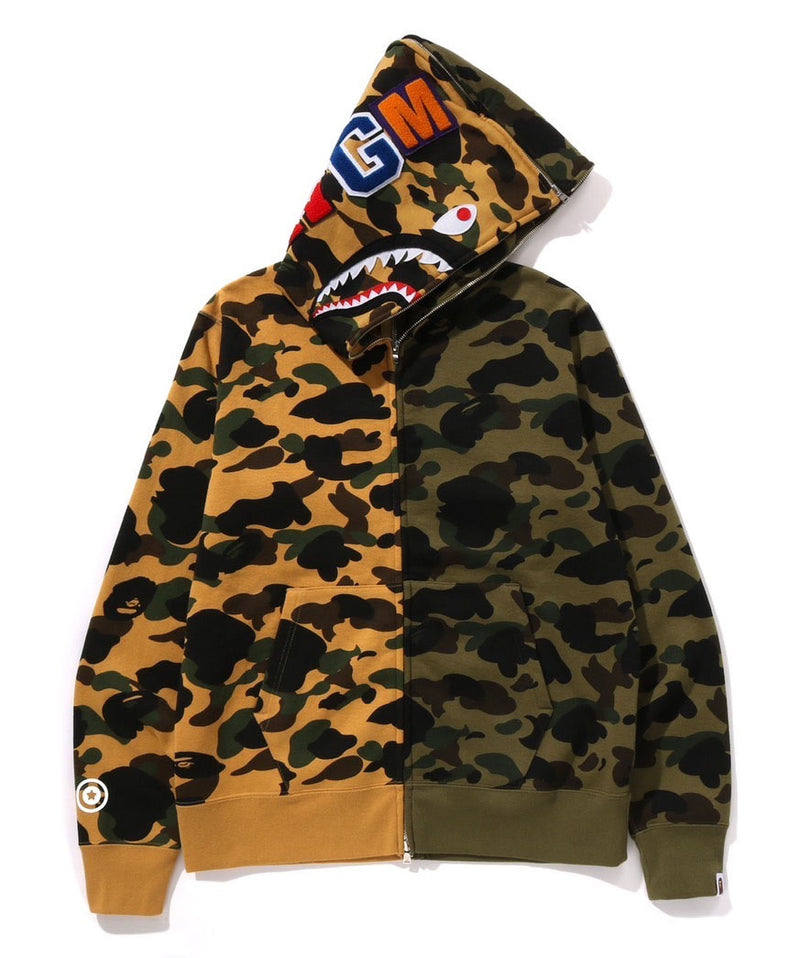 A BATHING APE 1ST CAMO SEPARATE SHARK FULL ZIP HOODIE