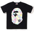 A BATHING APE BAPE KIDS NEON CAMO BIG APE HEAD TEE