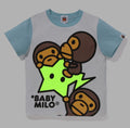 A BATHING APE BAPE KIDS BABY MILO STA GLOW IN THE DARK PANEL PRINT TEE