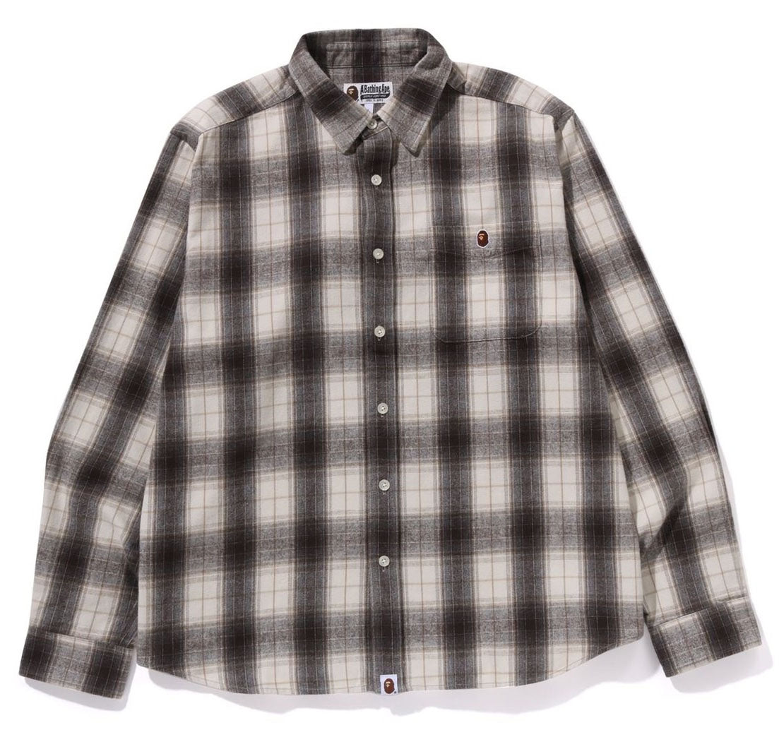 A BATHING APE APE HEAD ONE POINT FLANNEL CHECK SHIRT ( RELAXED FIT )