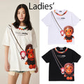 A BATHING APE Ladies' BABY MILO FAKE PRINT OVERSIZED TEE