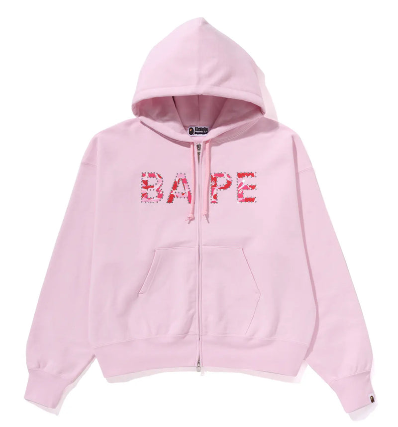 A BATHING APE Ladies' ABC CAMO CRYSTAL LOGO WIDE ZIP HOODIE