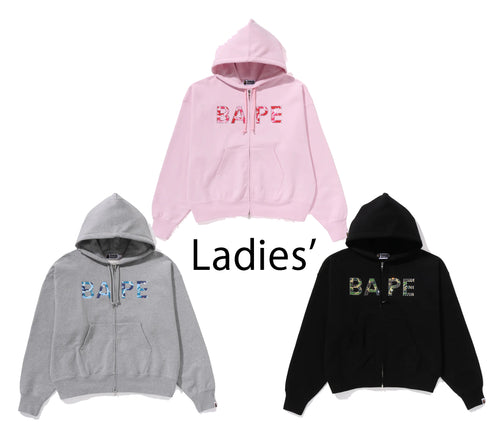 A BATHING APE Ladies' ABC CAMO CRYSTAL LOGO WIDE ZIP HOODIE