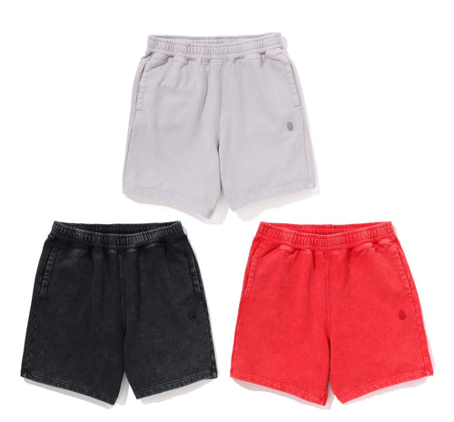 A BATHING APE GARMENT DYE ONE POINT RELAXED FIT SWEAT SHORTS