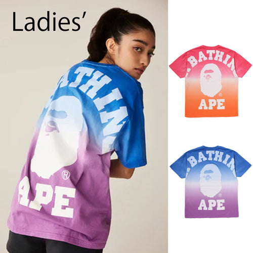 A BATHING APE Ladies' GRADATION BIG COLLEGE OVERSIZED TEE