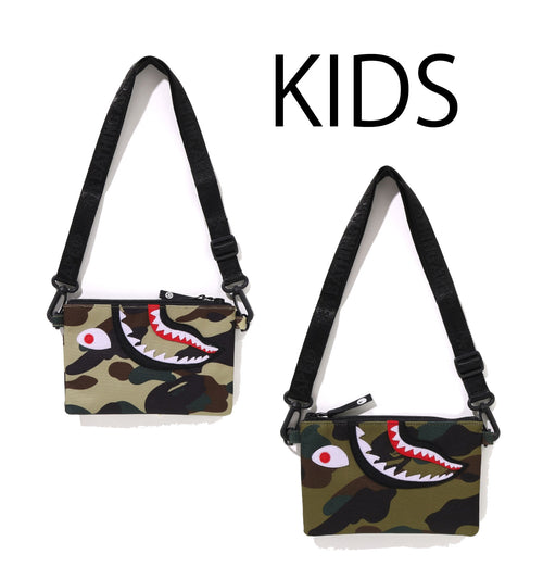 A BATHING APE BAPE KIDS 1ST CAMO SHARK MINI SHOULDER BAG