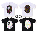 A BATHING APE BAPE KIDS NEON CAMO BIG APE HEAD TEE