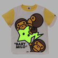 A BATHING APE BAPE KIDS BABY MILO STA GLOW IN THE DARK PANEL PRINT TEE