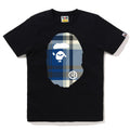 A BATHING APE Ladies' BAPE CHECK BIG APE HEAD TEE